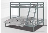 Triple bunk bed. 3ft single over a 4ft6 double wood bunk. Grey colour 2